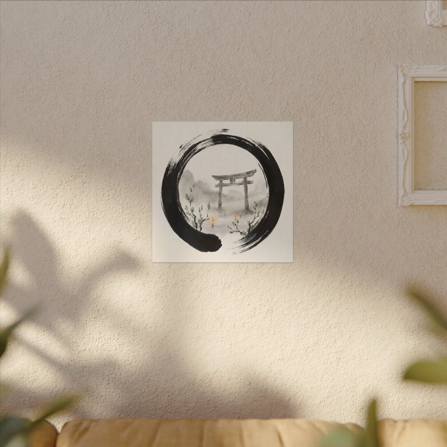 Spring Torii Gate Enso Canvas Art | Tranquil Decor