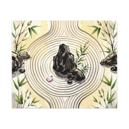 Zen Rock Garden in Golden Hour | Sumi E Canvas Art