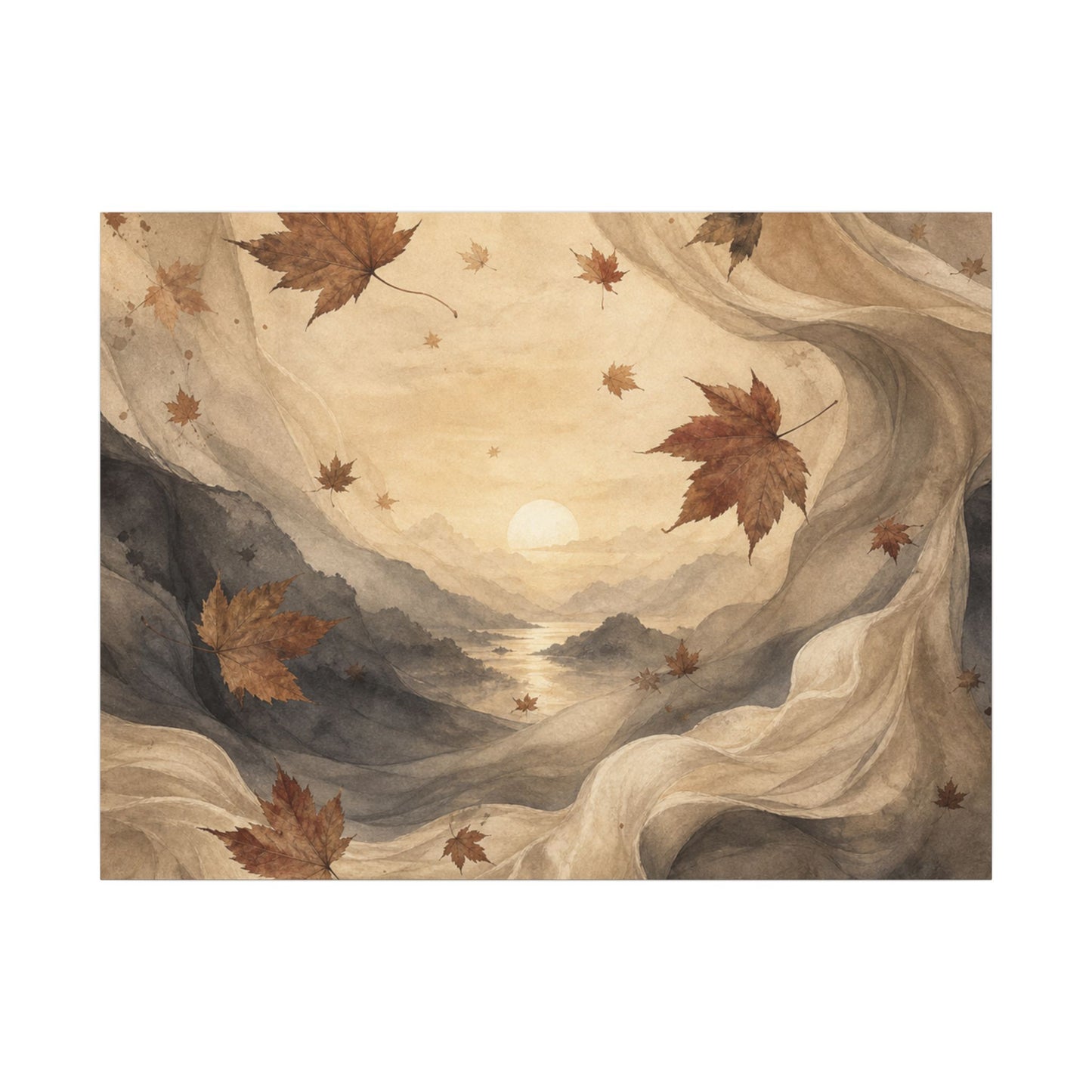 Autumn Silk Drape Watercolor Canvas Art | Earthy Decor