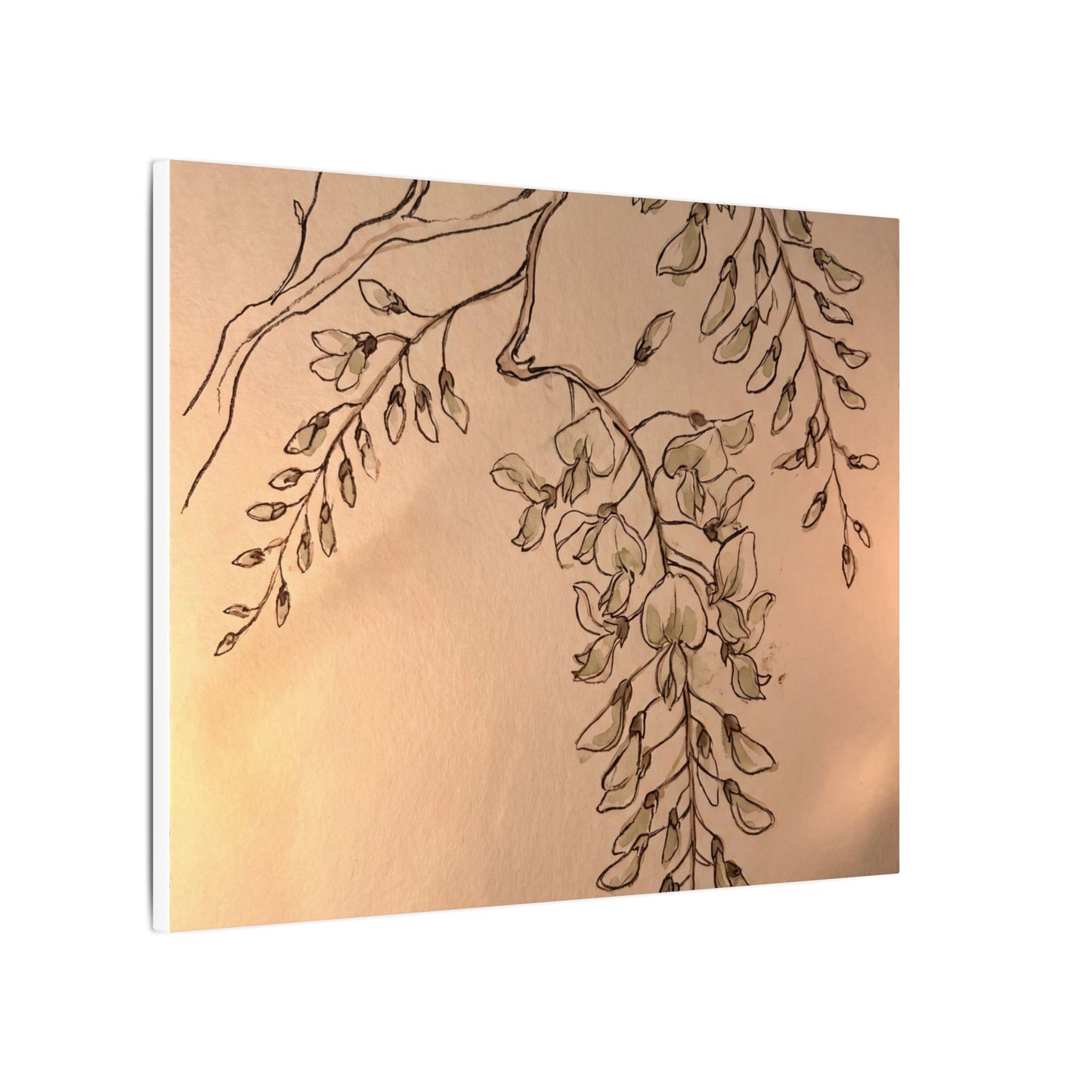 Japandi Wisteria in Candlelight | Minimal Line Canvas Art