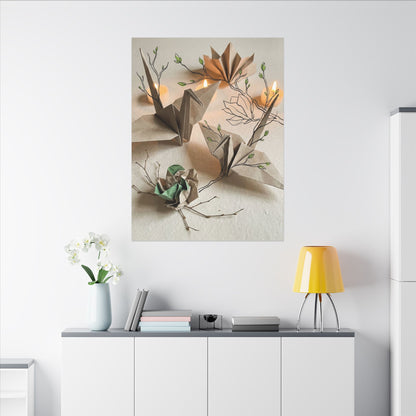 Paper Fold Spring Canvas Art | Japandi Earthy Design