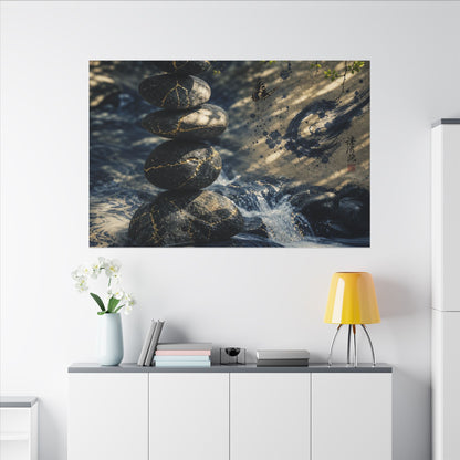 Kintsugi River Stones in Dappled | Broken Beauty Canvas Art