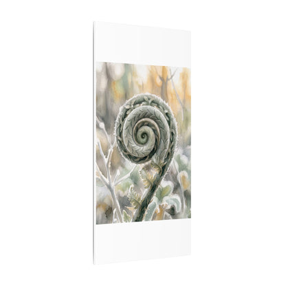Winter Fern Unfurling Watercolor Canvas Art | Cozy Decor