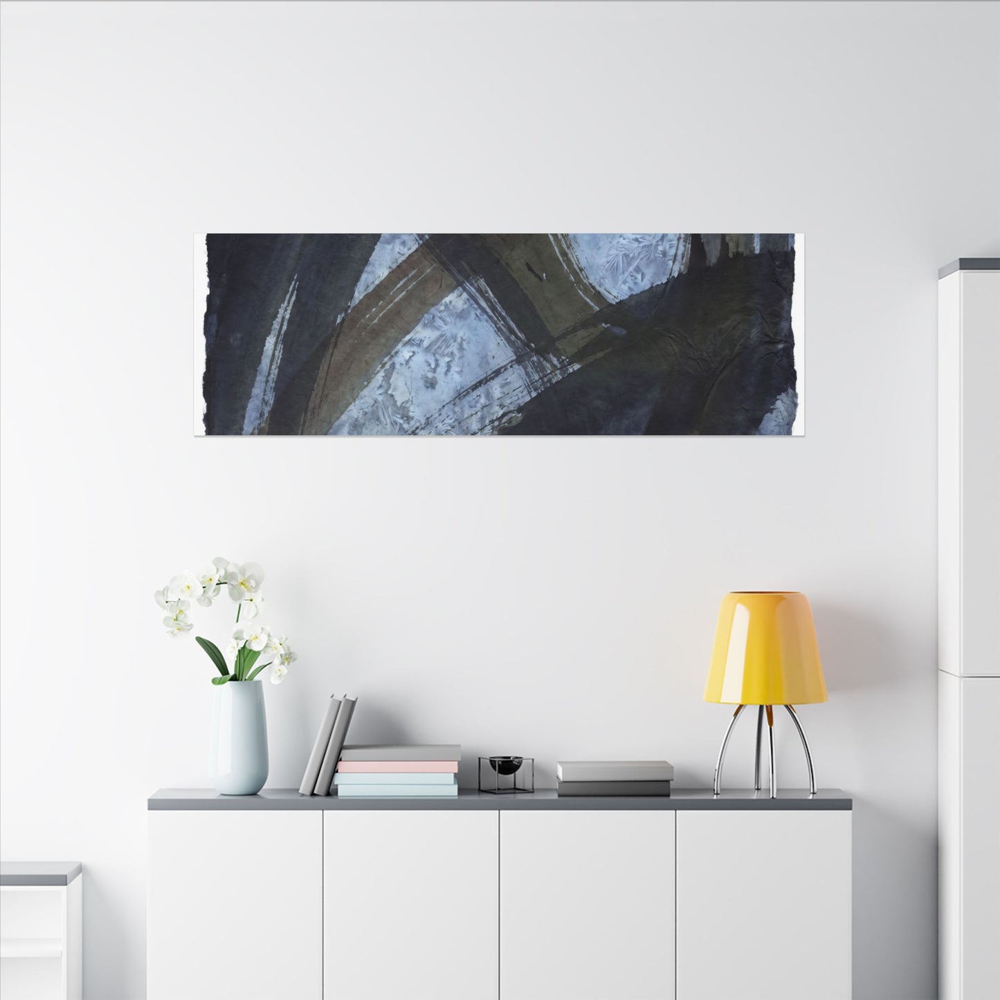 Ink Brushstroke Canvas Art | Winter Dark Japandi Shadow Zen Art