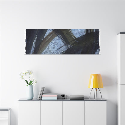 Ink Brushstroke Canvas Art | Winter Dark Japandi Shadow Zen Art