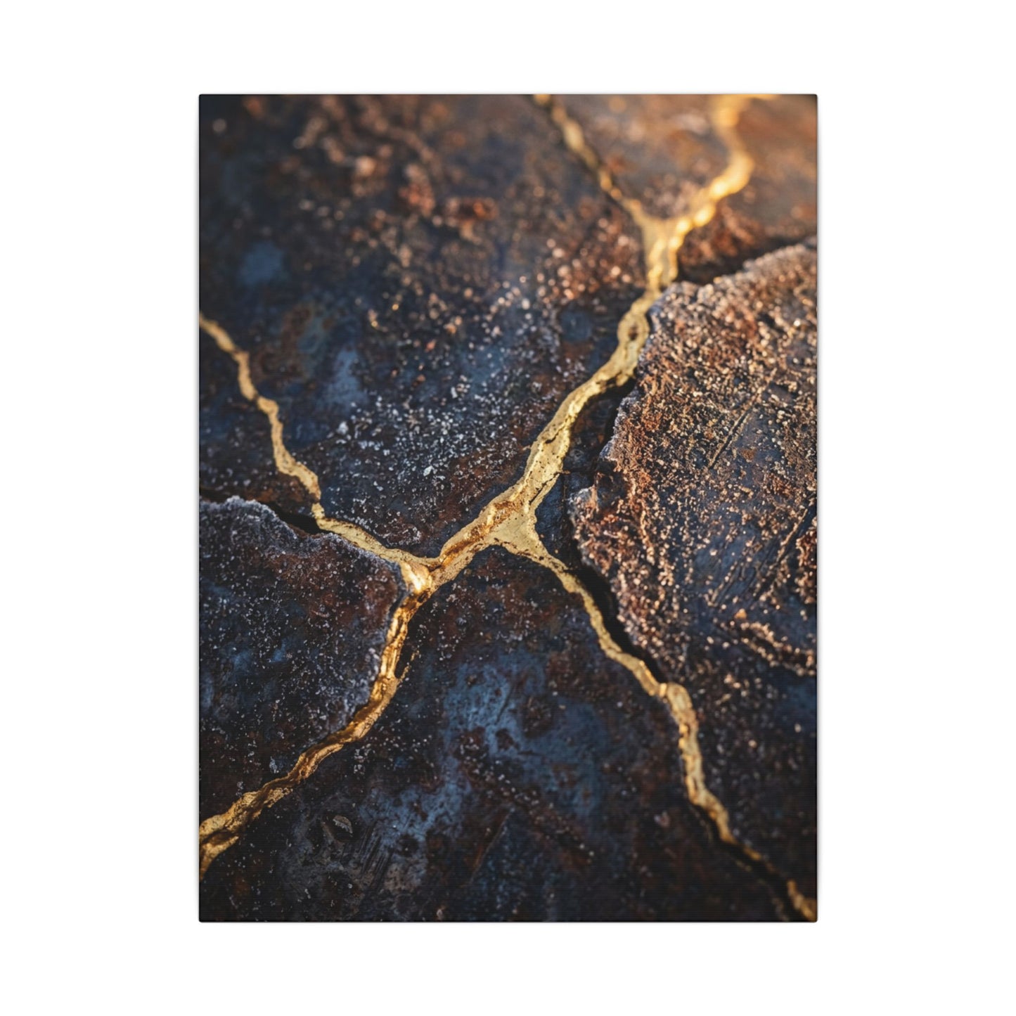 Winter Rust Patina Gold Vein Canvas Art | Resilient Decor