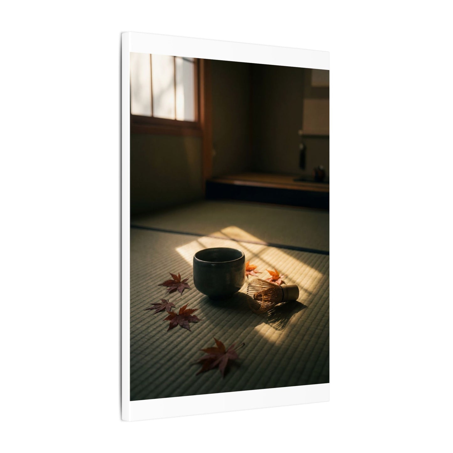 Dark Japandi Tea Ceremony in Golden Hour | Moody Minimal Canvas Art