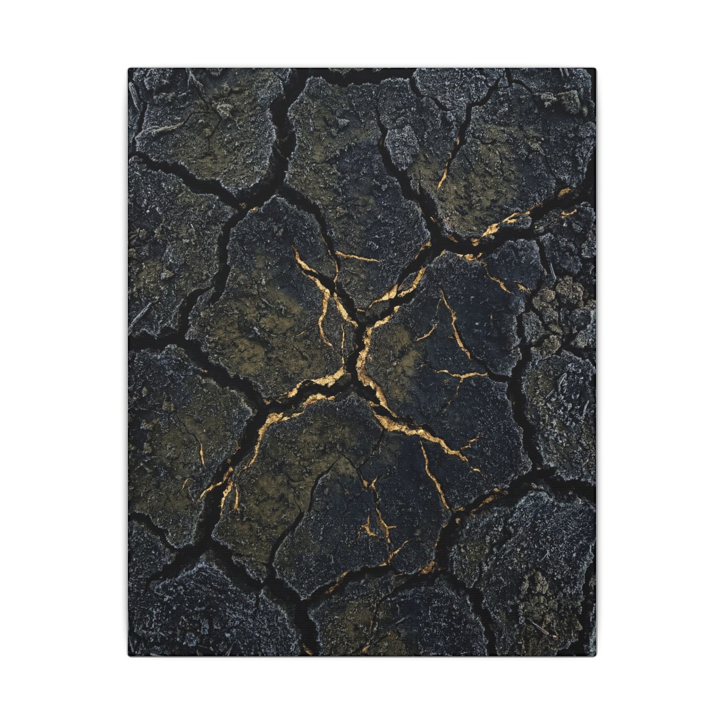 Overcast Cracked Earth Canvas Art - Dark Japandi Ma
