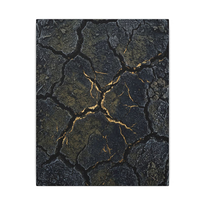 Overcast Cracked Earth Canvas Art - Dark Japandi Ma