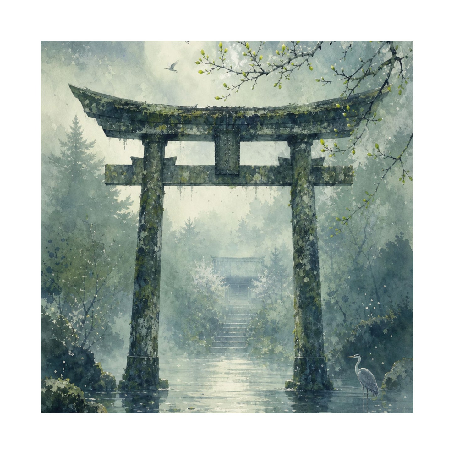 Datsuzoku Torii Gate Wall Art Print - Japandi Watercolor