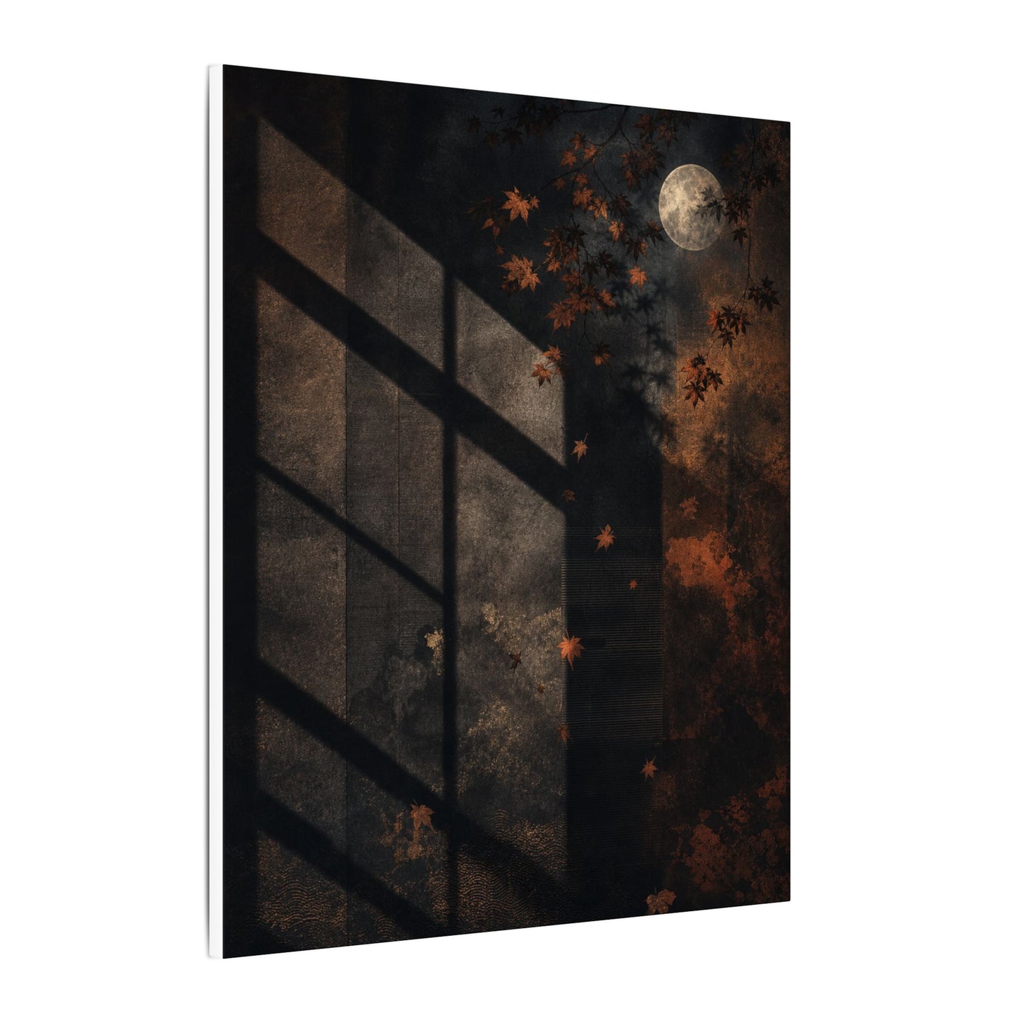 Sophisticated Shadow Play Canvas Art - Dark Texture Dark Japandi