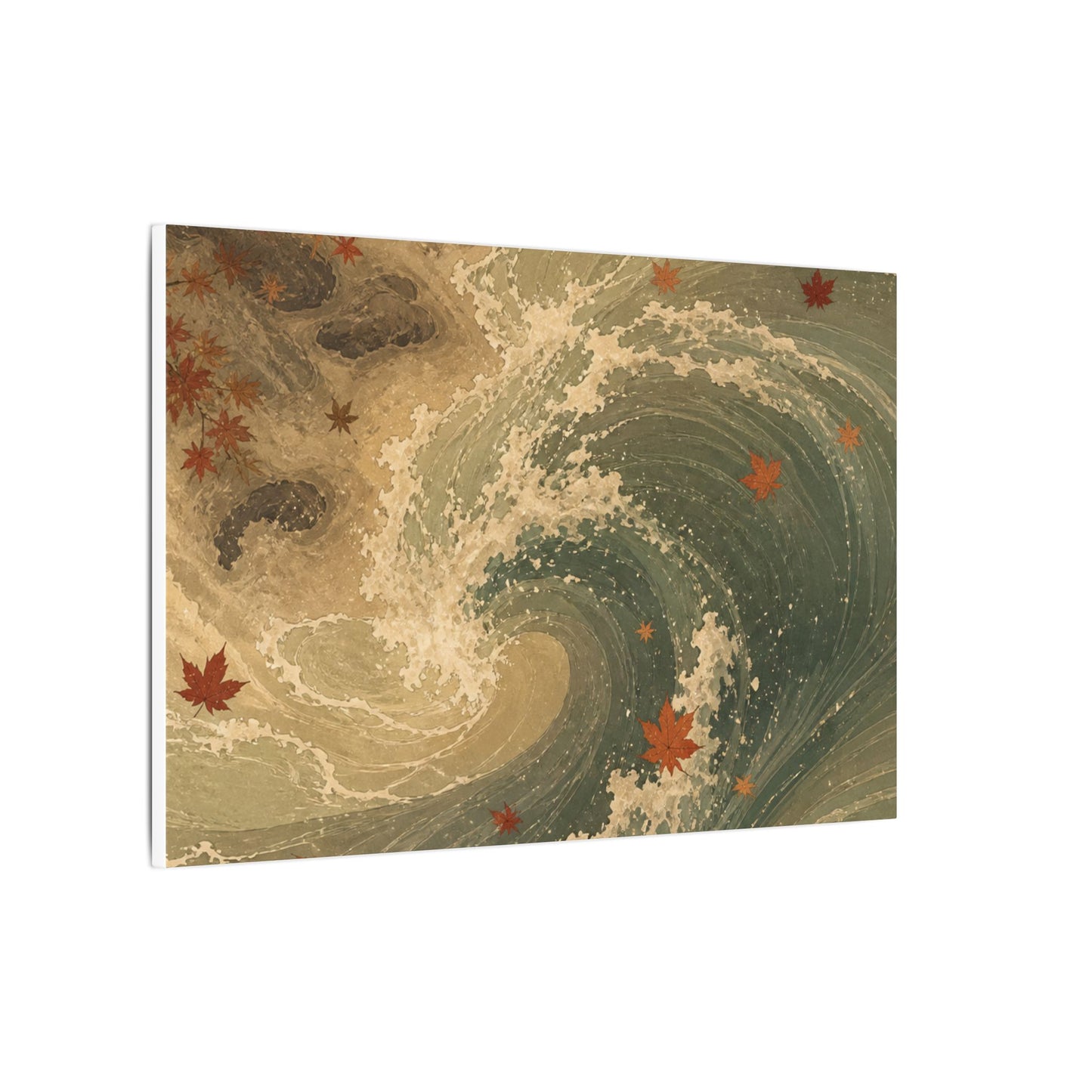 Japandi Ocean Wave in Candlelight | Japanese Pattern Canvas Art