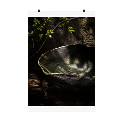 Dappled Ceramic Bowl Wall Art Print - Dark Japandi Fukinsei