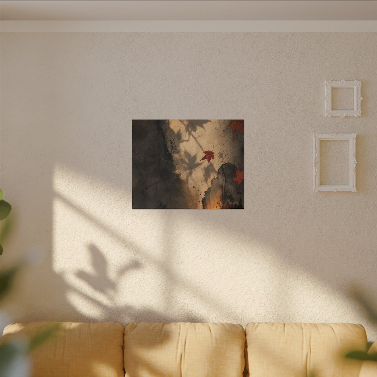 Shadow Play Texture Canvas Art | Neutral Japandi Art
