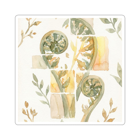 Fern Unfurling Sticker | Spring Japandi Watercolor Art