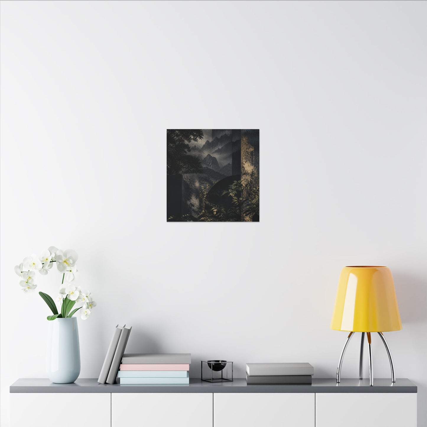 Mountain Mist Summer Canvas Art | Dark Japandi Atmospheric Design