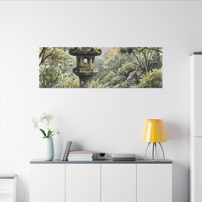 Neutral Stone Lantern Canvas Art - Watercolor Japandi