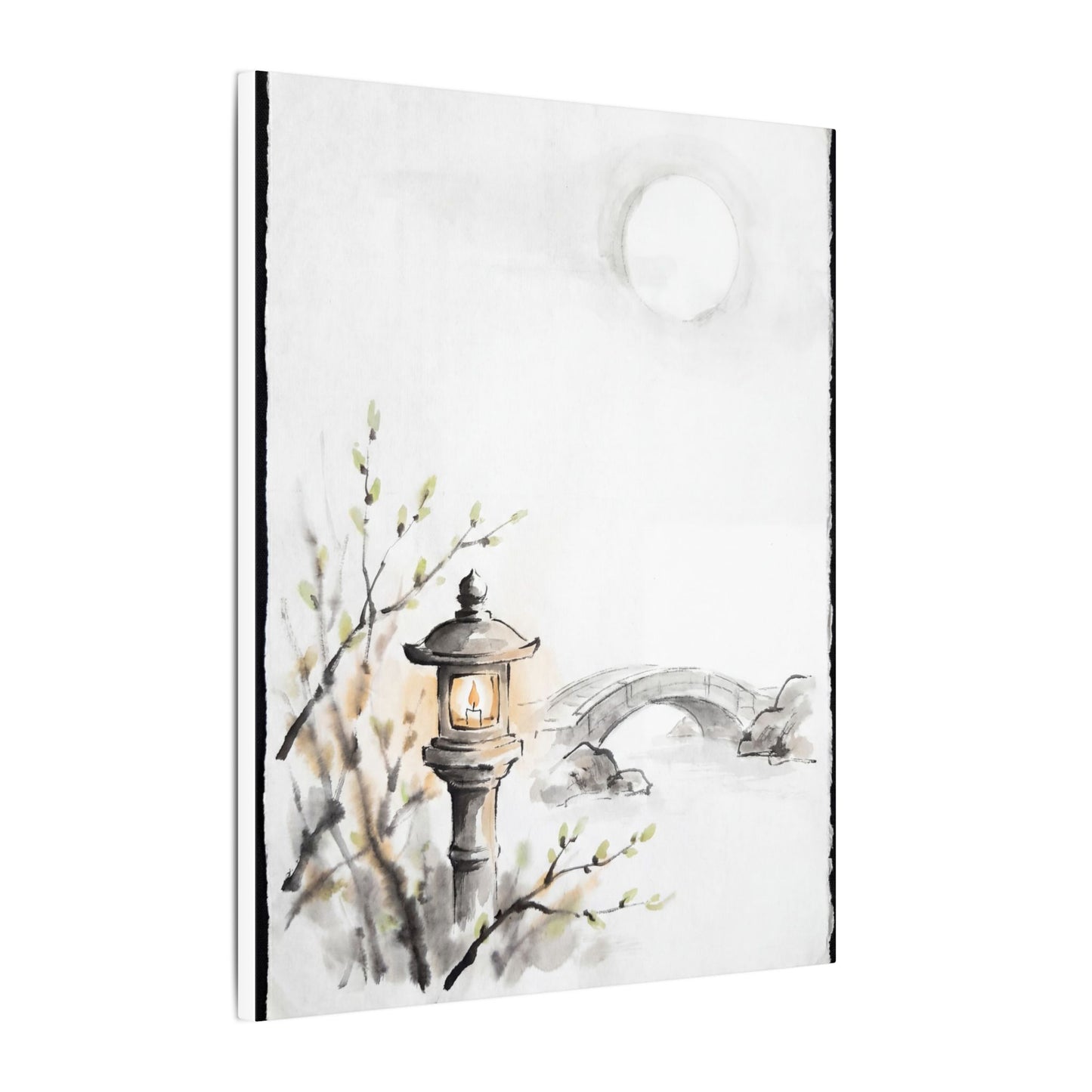 Moonlit Garden Spring Canvas Art | Zen Contemplative Design