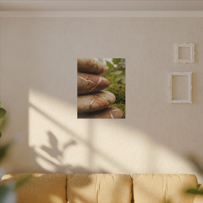 River Stones Summer Canvas Art | Kintsugi Healing Design