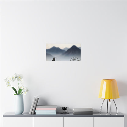 Mountain Mist Karesansui Canvas Art | Contemplative Zen Art
