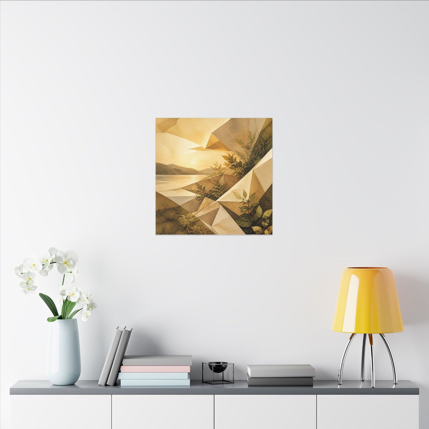 Golden Hour Paper Fold Canvas Art - Japandi Ma