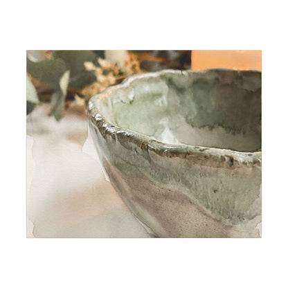Ceramic Bowl Canvas Art | Summer Japandi Watercolor Art