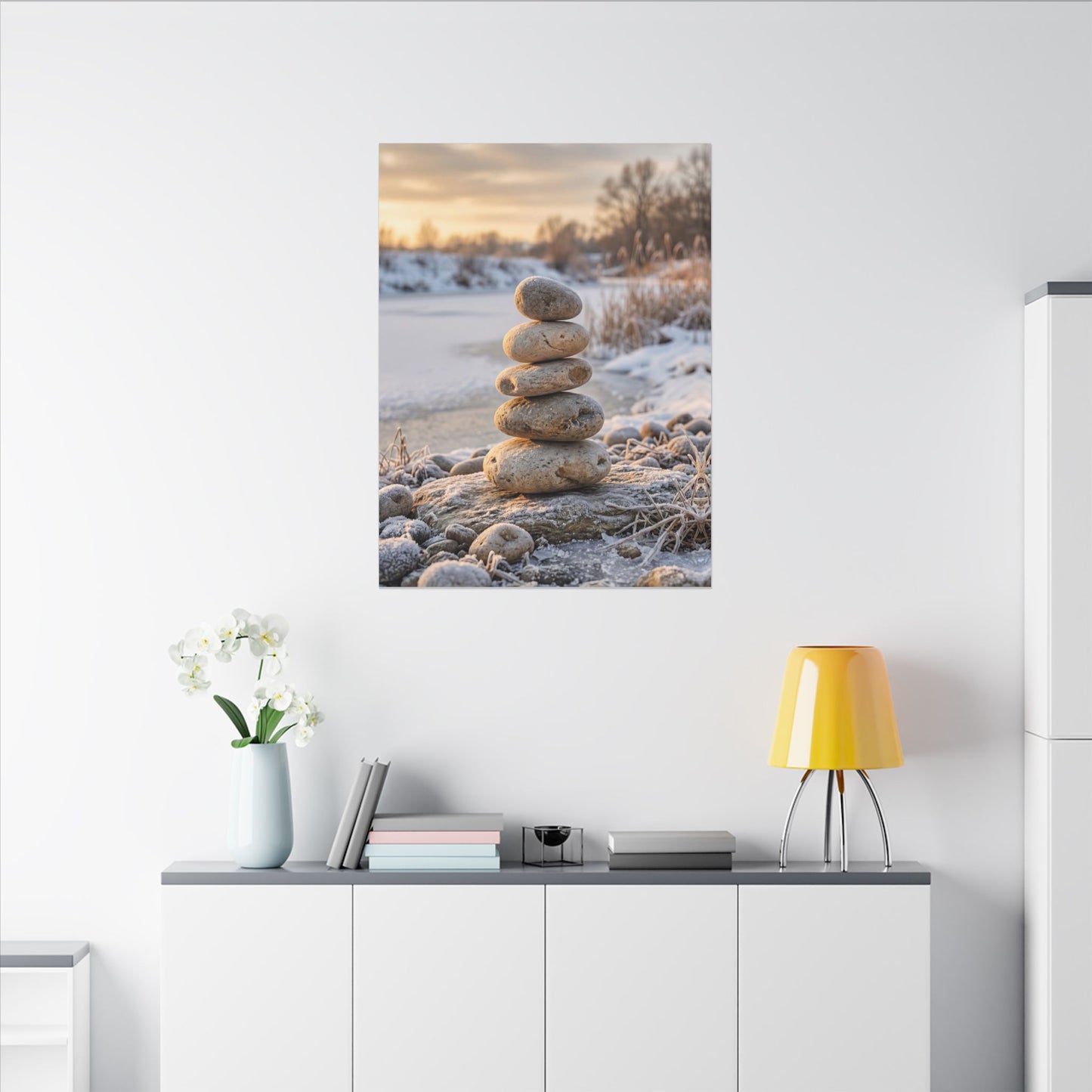 Ma River Stones Canvas Art - Japandi Japanese Pattern