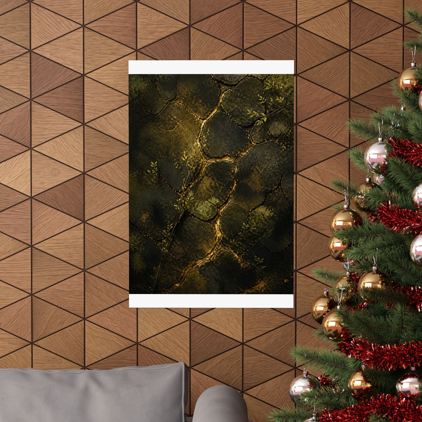 Cracked Earth Dark Texture Wall Art Print | Sophisticated Dark Japandi Art