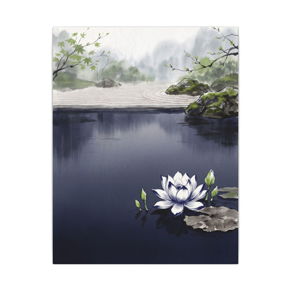Lotus Flower Karesansui Canvas Art | Tranquil Zen Art