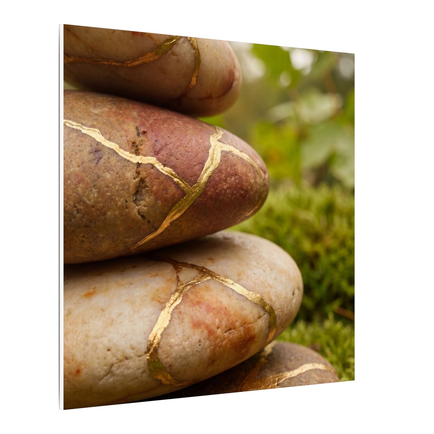 River Stones Summer Canvas Art | Kintsugi Healing Design