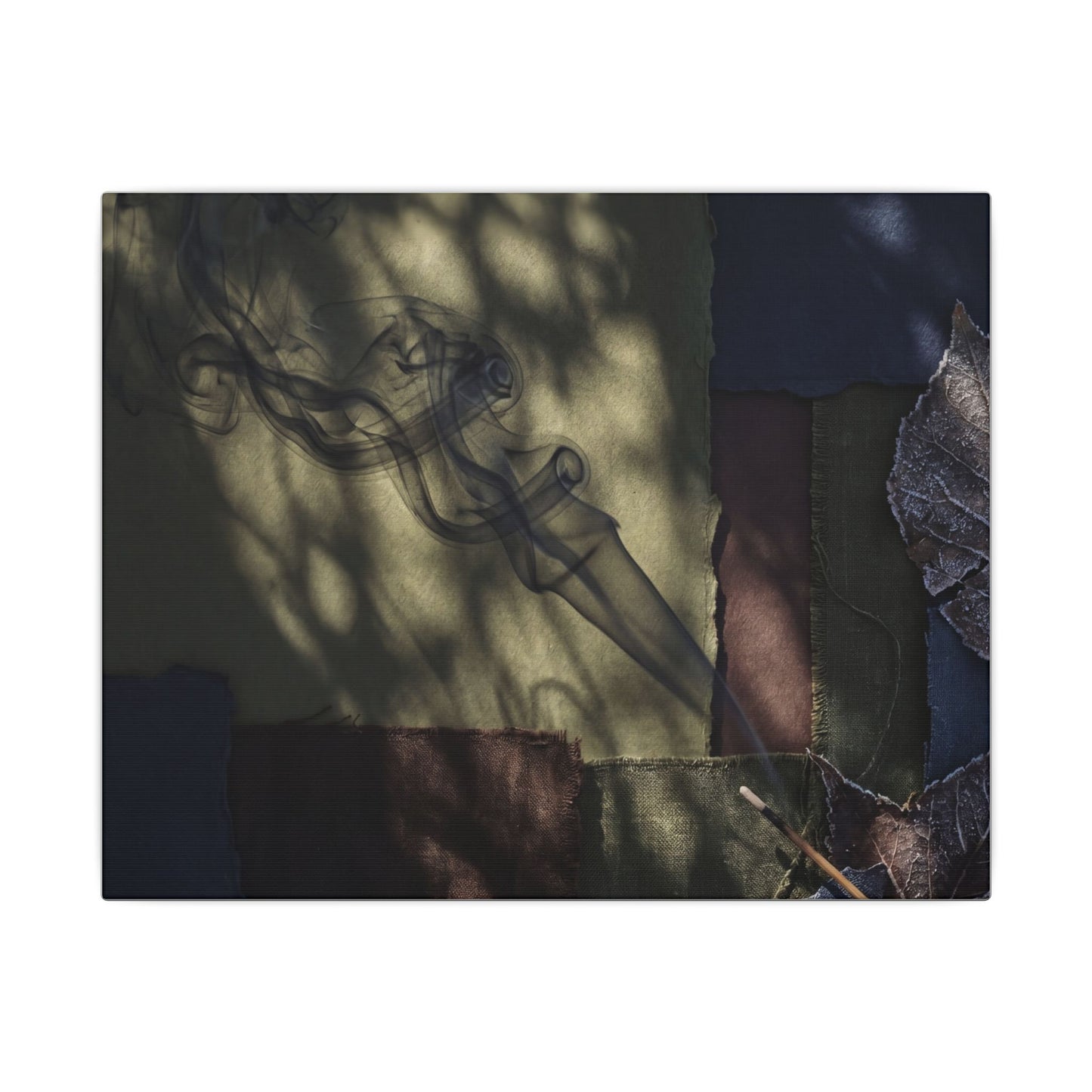 Ma Incense Smoke Canvas Art - Dark Japandi Dark Texture
