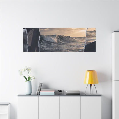 Fukinsei Ocean Wave Canvas Art - Dark Japandi Shadow Zen
