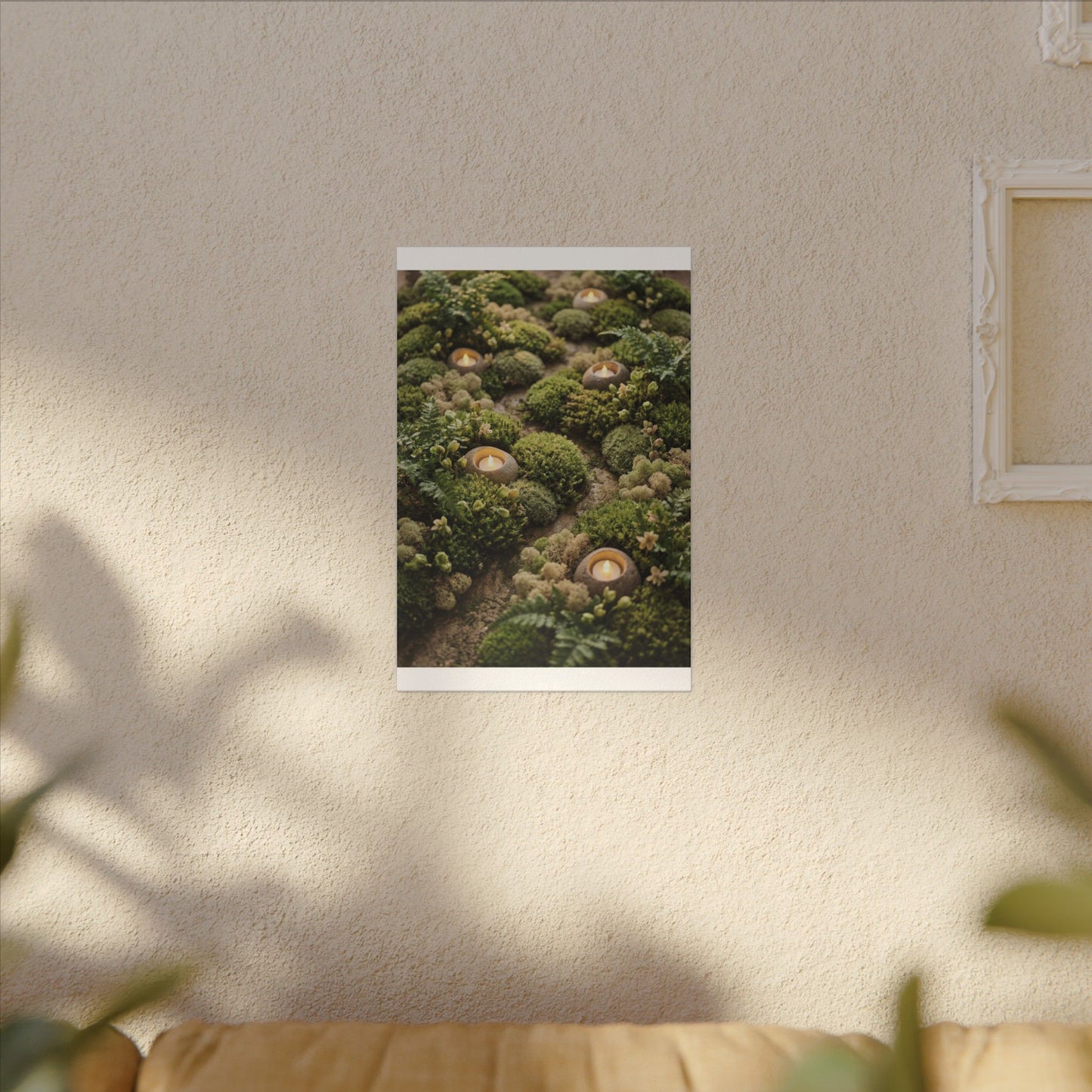 Moss Close Up Japanese Pattern Canvas Art | Neutral Japandi Art