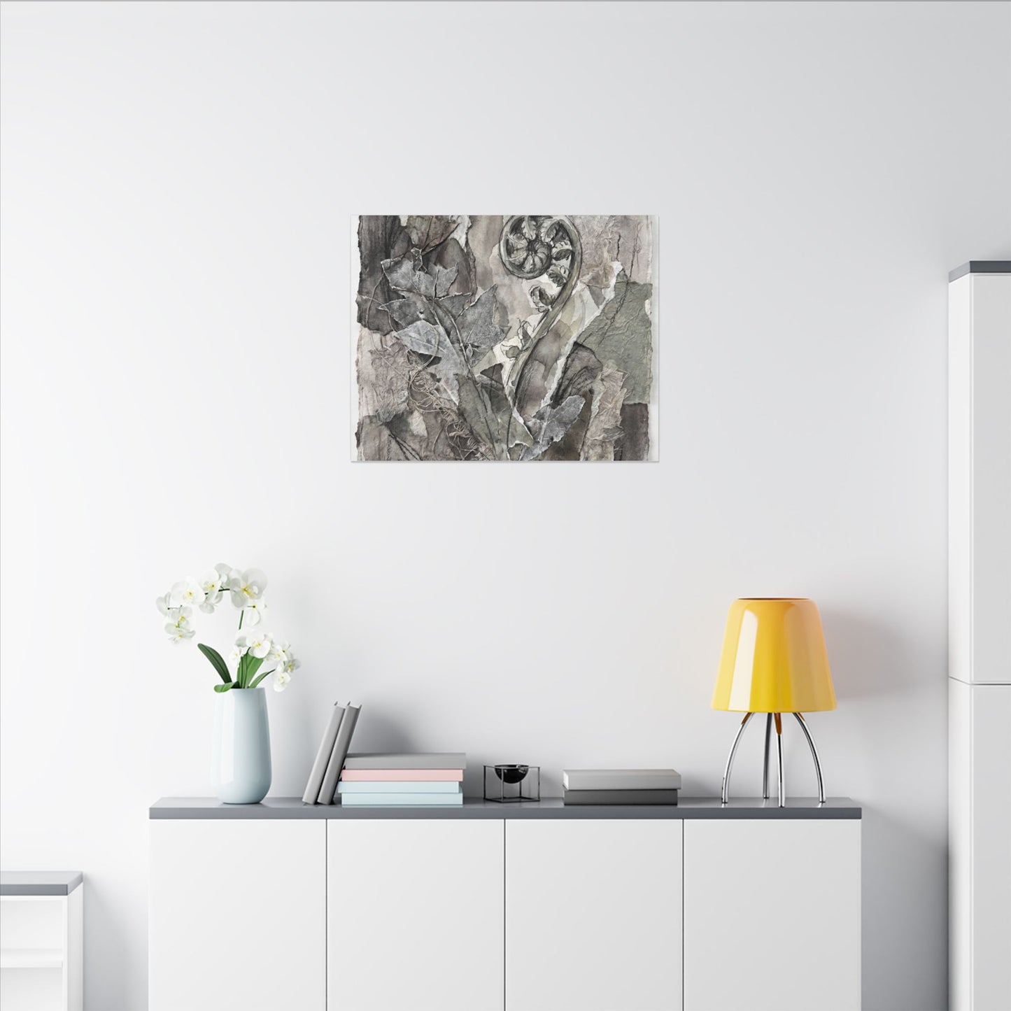 Japandi Fern Unfurling in Overcast | Texture Canvas Art