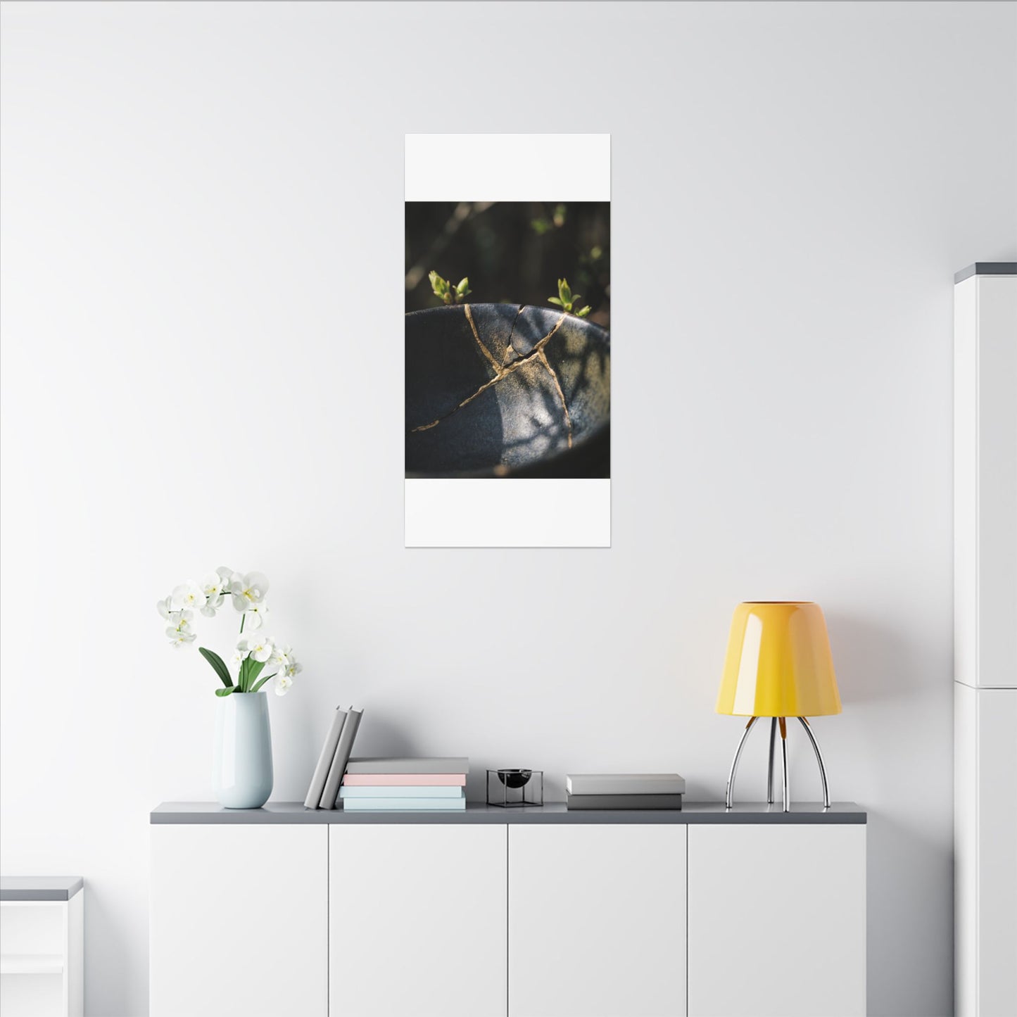 Seijaku Broken Pottery Canvas Art - Dark Japandi Shadow Zen