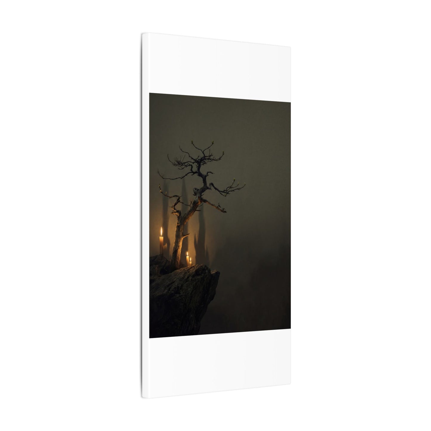Ma Pine Tree Canvas Art - Dark Japandi Shadow Zen