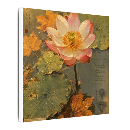 Autumn Lotus Flower Herbarium Canvas Art | Rustic Decor