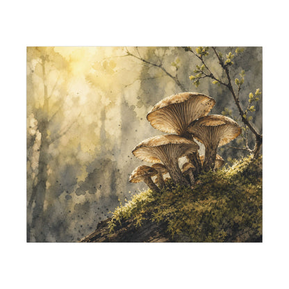 Wild Mushrooms Canvas Art | Spring Japandi Watercolor Art