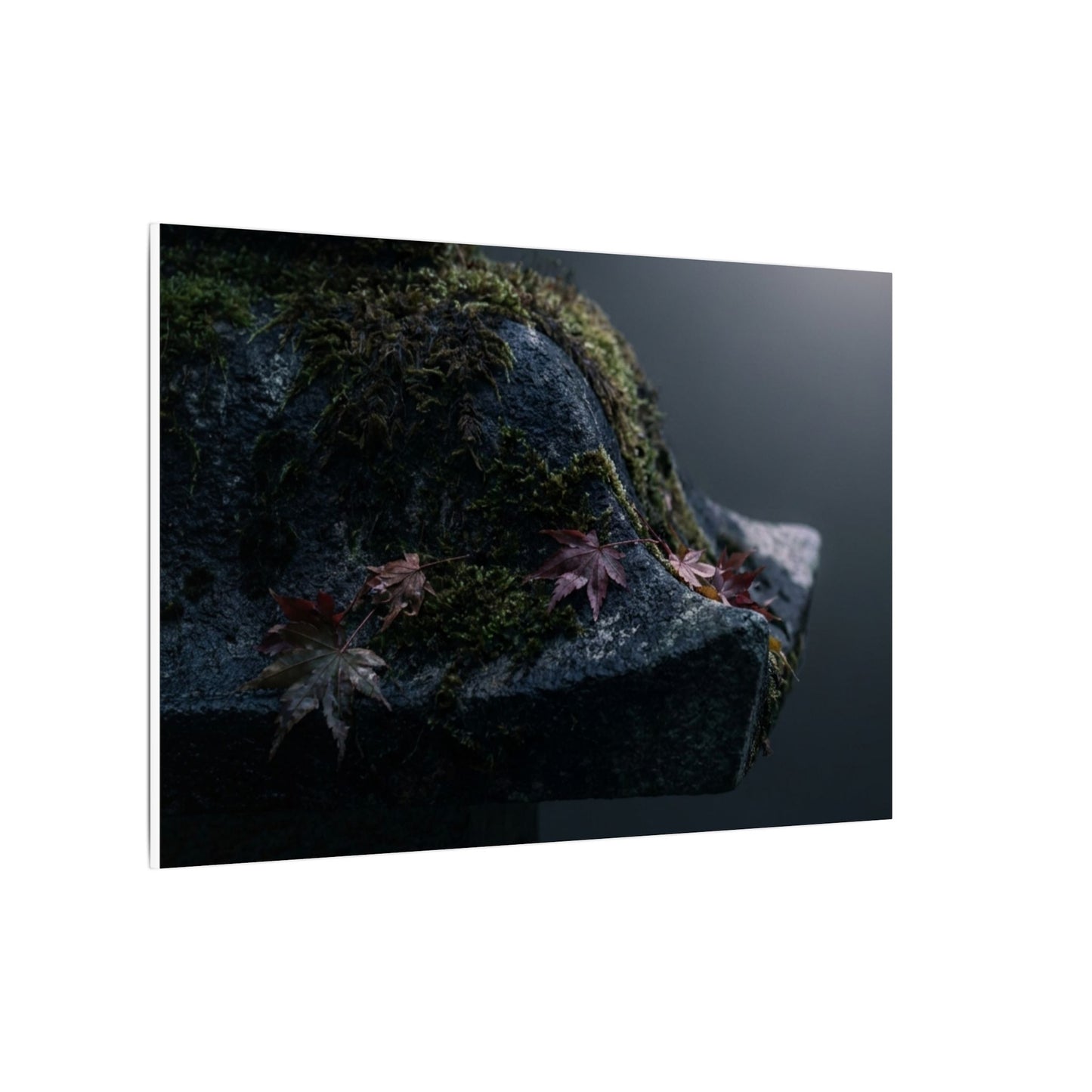 Stone Lantern Moody Minimal Canvas Art | Sophisticated Dark Japandi Art