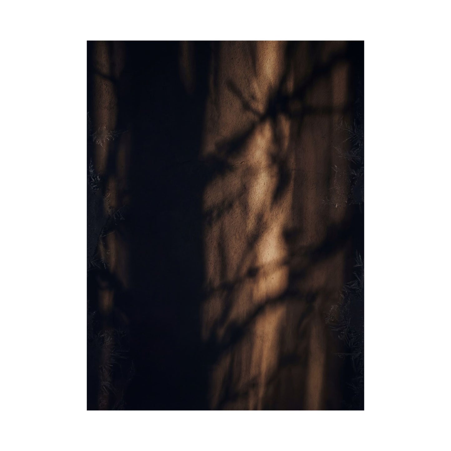 Dark Japandi Shadow Play in Candlelight | Moody Minimal Wall Art Print