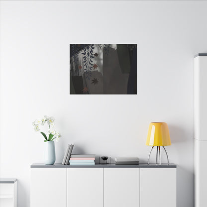 Wisteria Autumn Canvas Art | Dark Japandi Moody Design