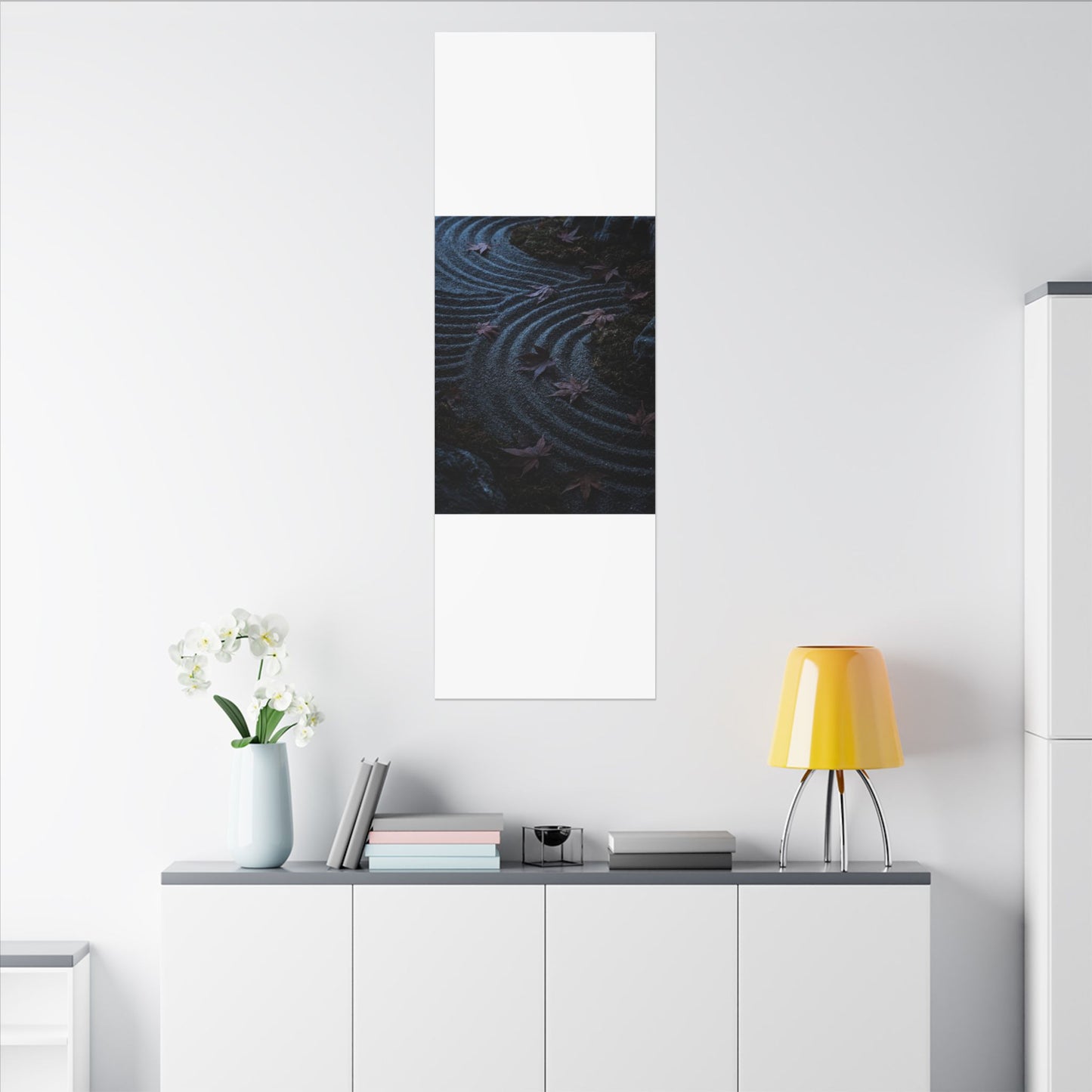Rock Garden Canvas Art | Autumn Dark Japandi Dark Texture Art