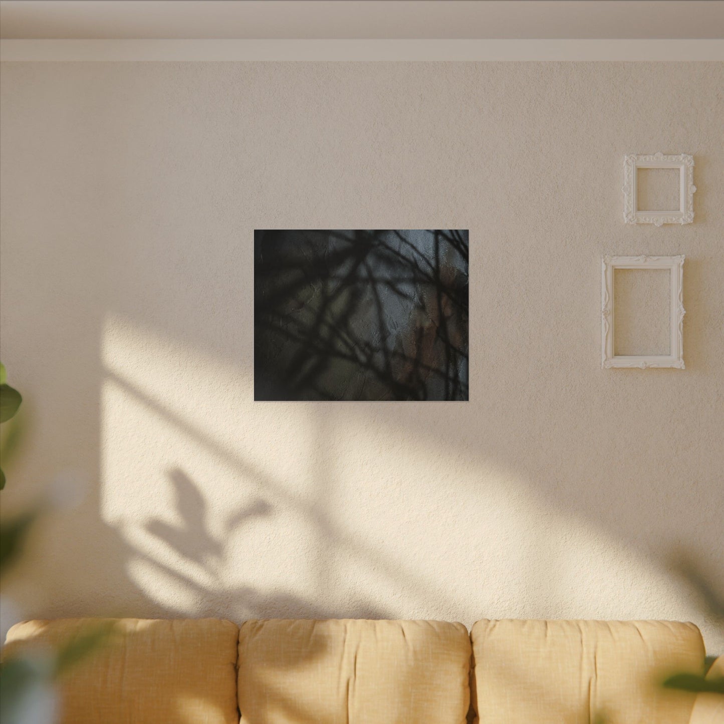 Shadow Play Dark Texture Canvas Art | Sophisticated Dark Japandi Art