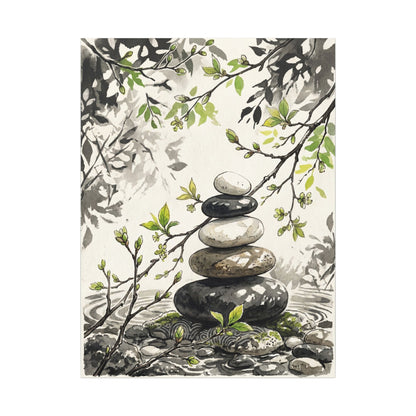 Spring River Stones Japanese Pattern Canvas Art | Elegant Decor
