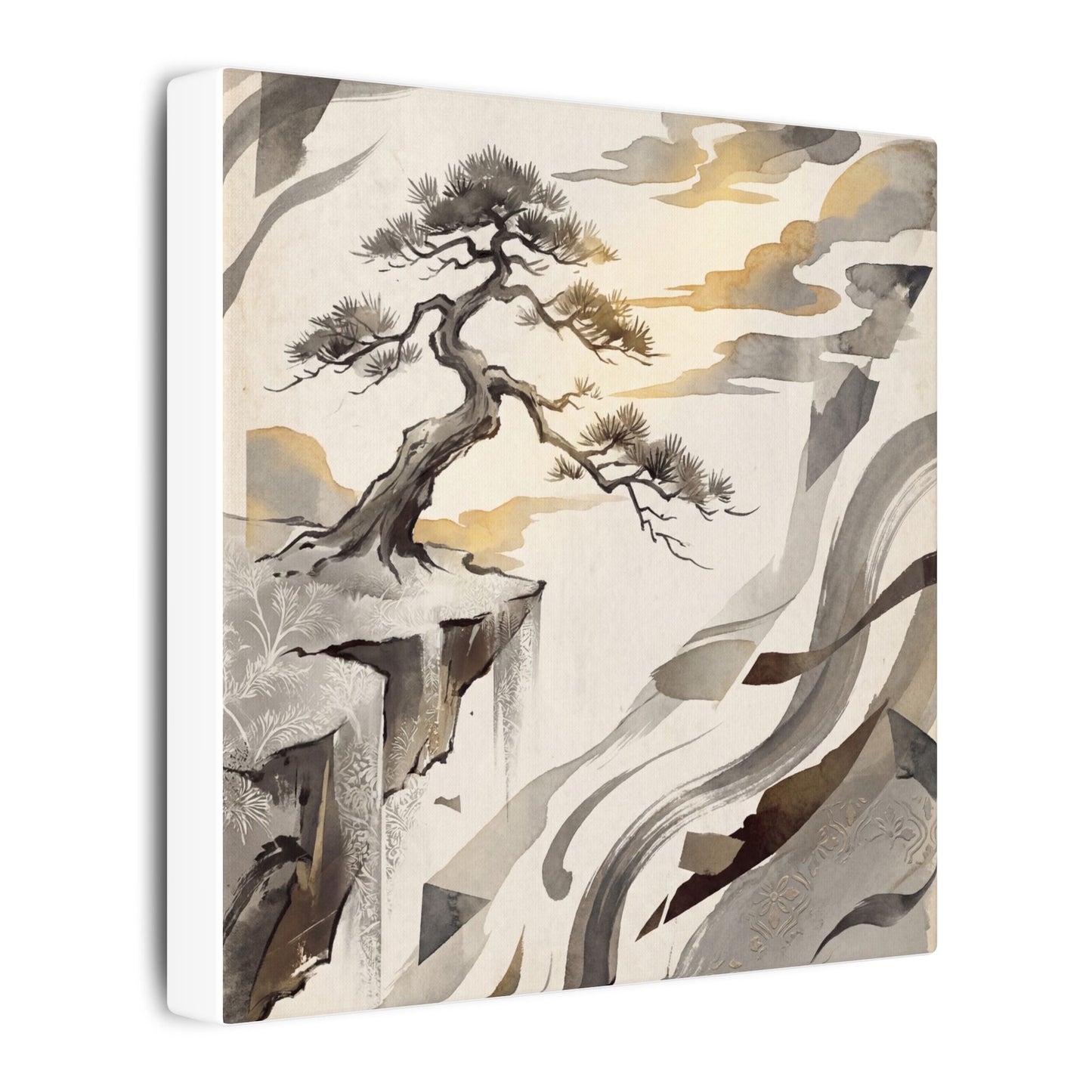 Golden Hour Pine Tree Canvas Art - Japandi Seijaku