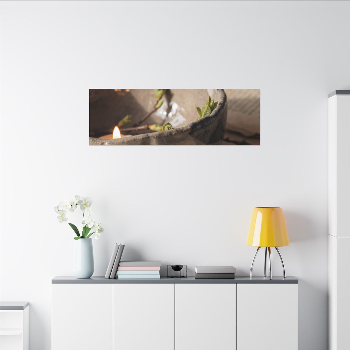 Candlelight Ceramic Bowl Canvas Art - Japandi Ma