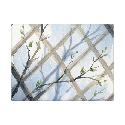 Shoji Screen Canvas Art | Spring Japandi Watercolor Art
