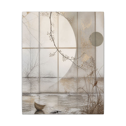 Winter Shoji Screen Japanese Pattern Canvas Art | Elegant Decor