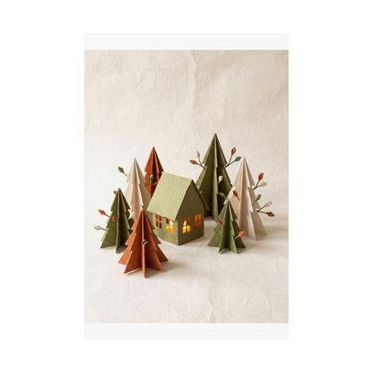 Spring Paper Fold Forest Whimsy Wall Art Print | Nostalgic Decor