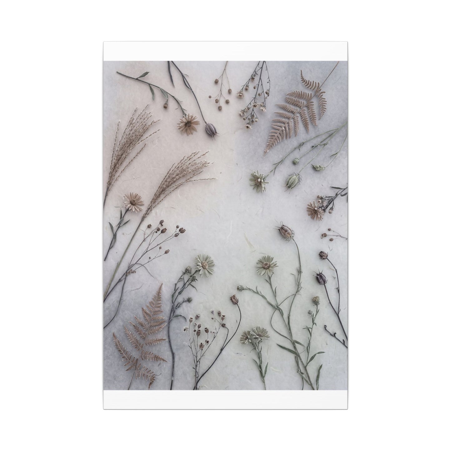 Dried Flowers Japanese Pattern Canvas Art | Elegant Japandi Art